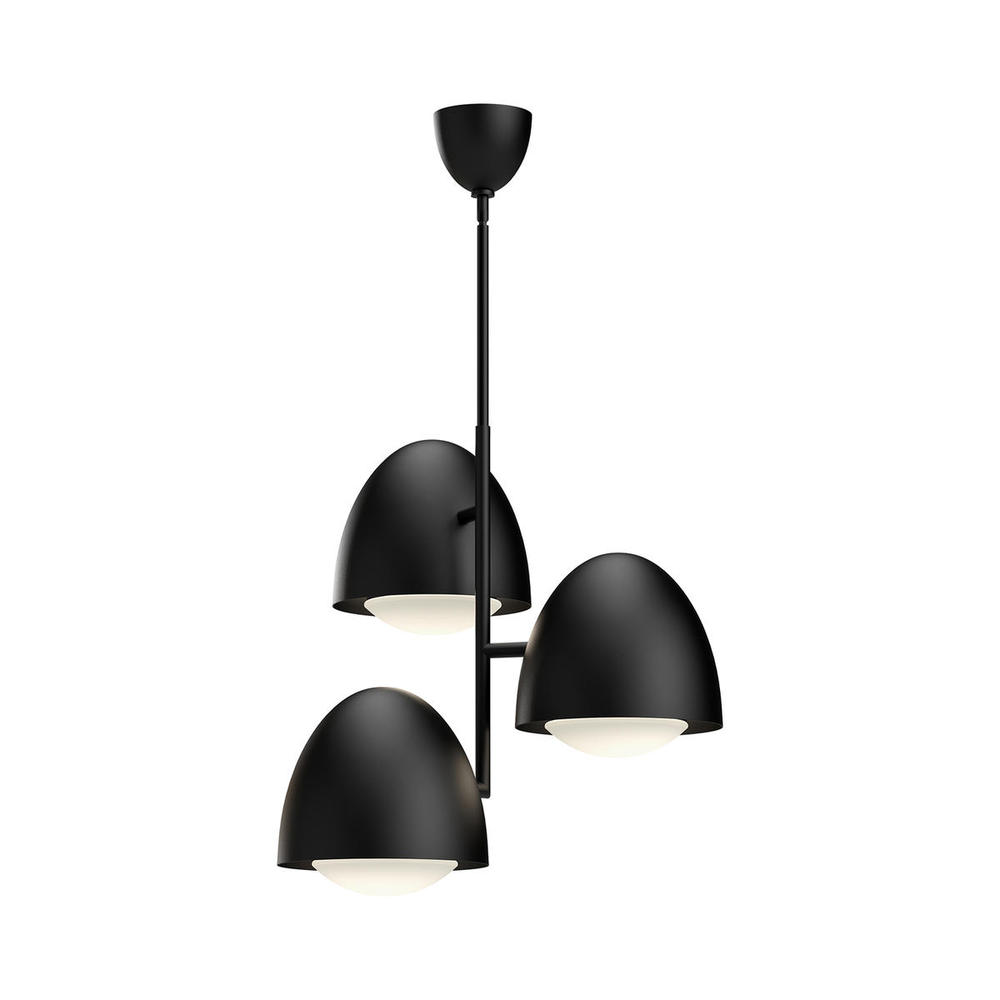 Kenji 24-in Matte Black/Opal Matte Glass 3 Lights Chandeliers