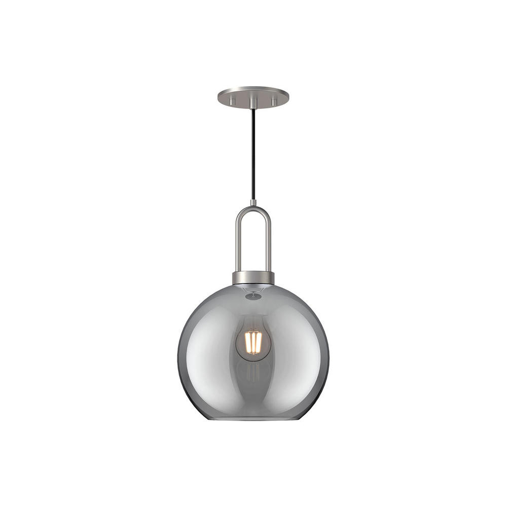 Soji 10-in Brushed Nickel/Smoked Solid Glass 1 Light Pendant