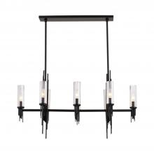 Alora Lighting LP335838MBCR - Torres 38-in Clear Ribbed Glass/Matte Black 8 Lights Linear Pendant