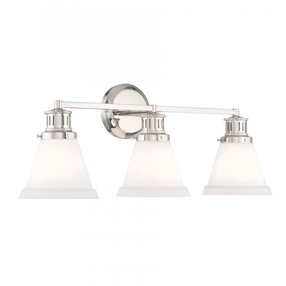 Alden 26'' Wide 3-Light Vanity Light - Polished Nickel, Matte Opal