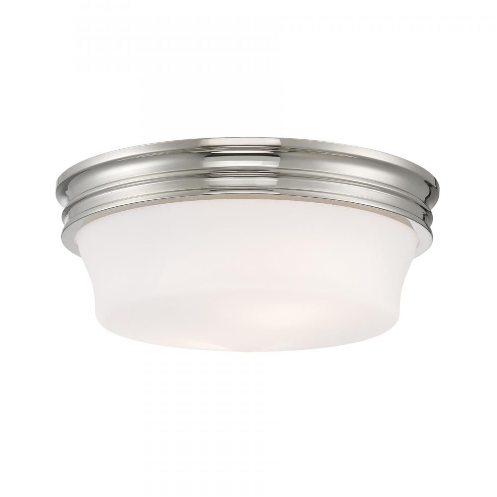 Galen 14'' Wide 3-Light Flush Mount - Polished Nickel