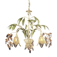 ELK Home 86052 - Huarco 3-Light Chandelier in Seashell and Sage Green with Floral-shaped Glass